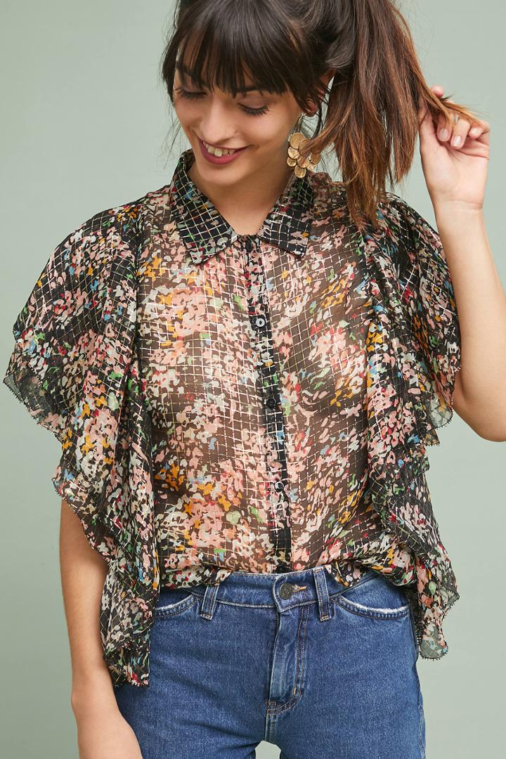 Love Sam Floral Chiffon Buttondown