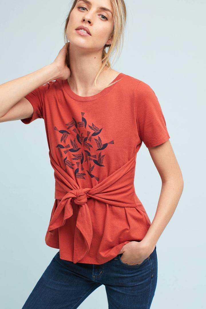 Anthropologie Graphic Tie-waist Tee