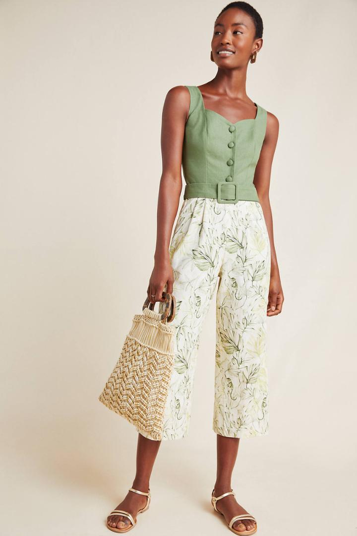 Gal Meets Glam Rachel Button-front Jumpsuit