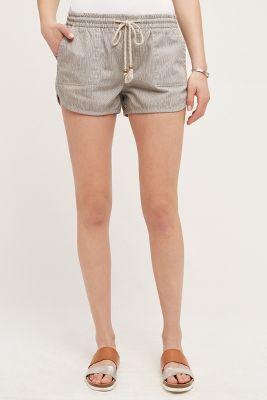 Level 99 Striped Drawstring Shorts Neutral Motif