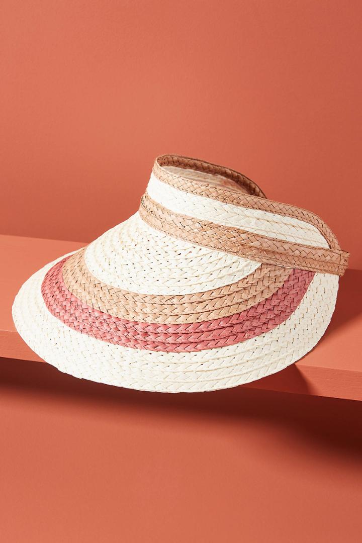 Anthropologie Striped Straw Visor