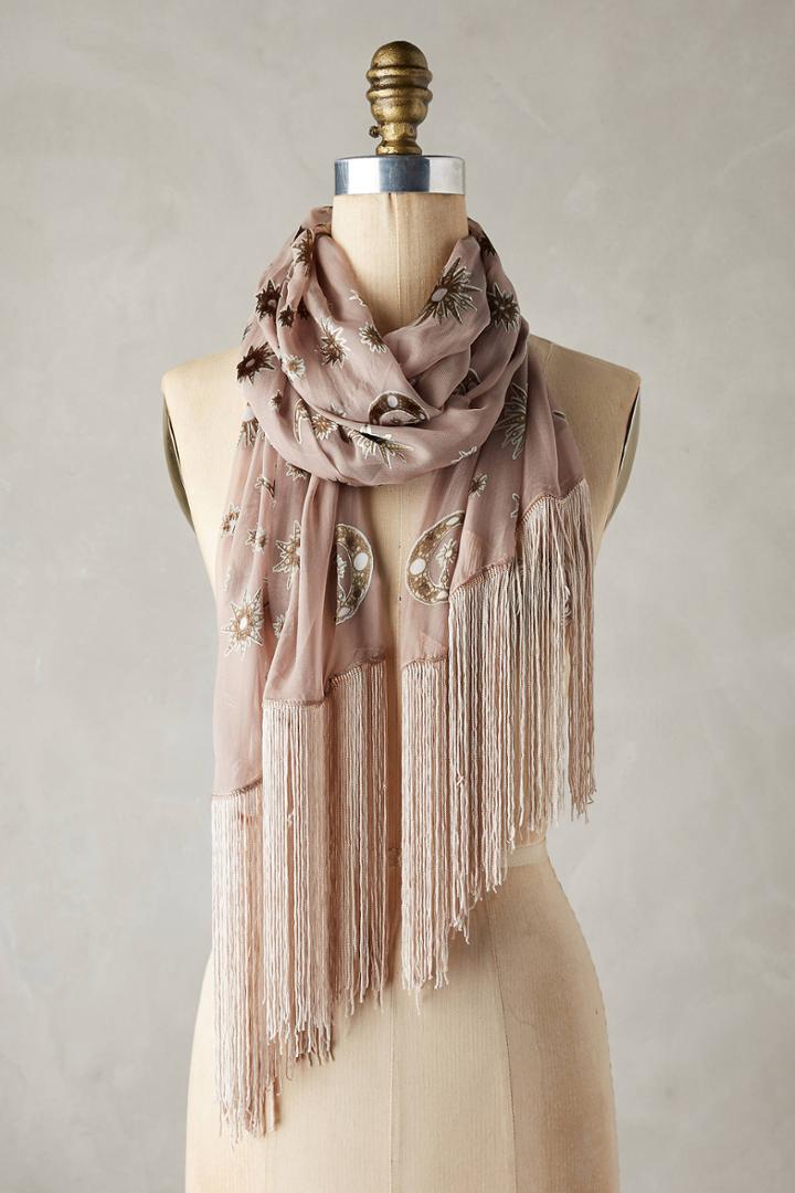 Nanette Lepore Fringed Silk Celestial Scarf