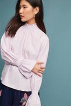 Beetle Beetle Smocked Neck Poplin Blouse