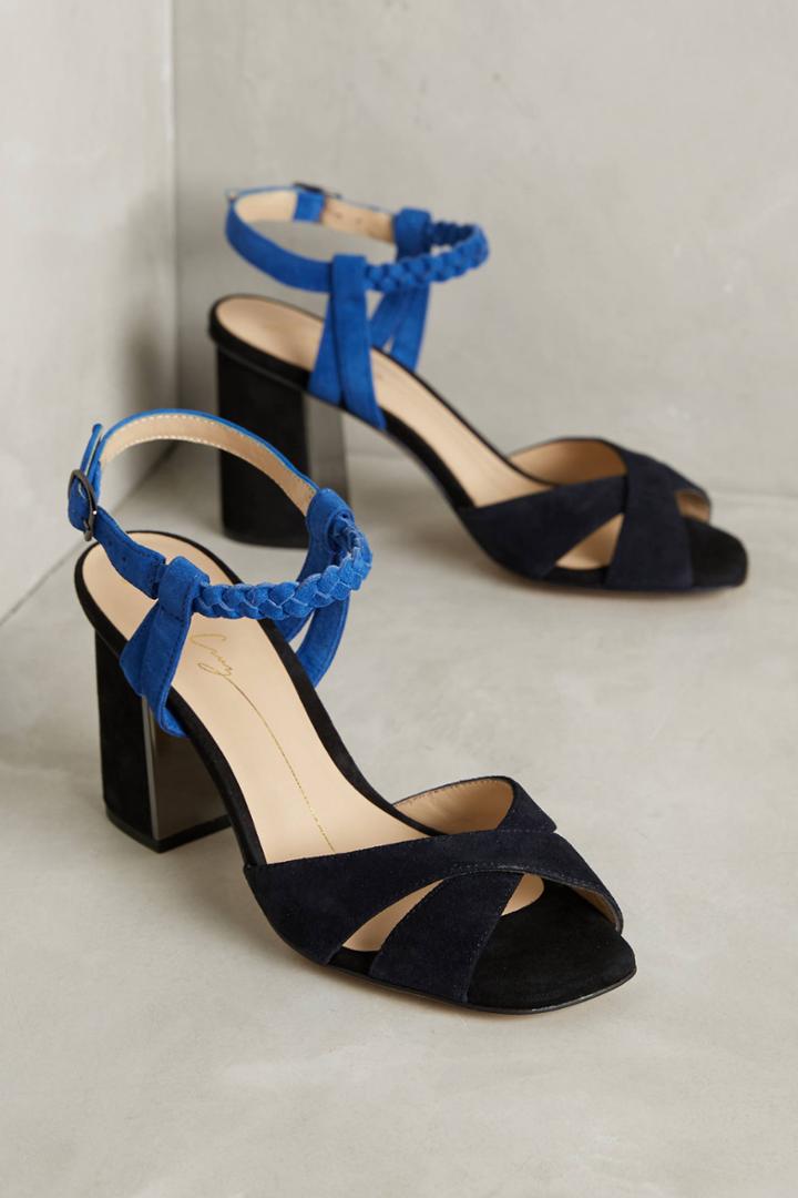 Lola Cruz Braided Suede Block Heels