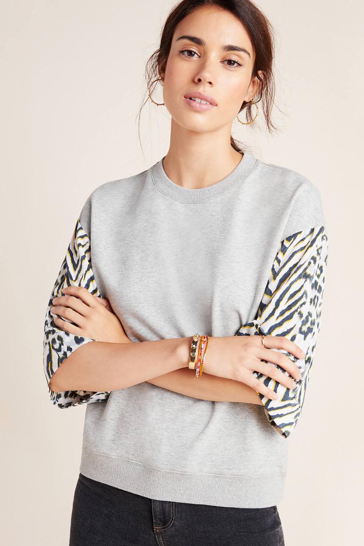 Current Air Adelaide Woven-sleeved Sweatshirt