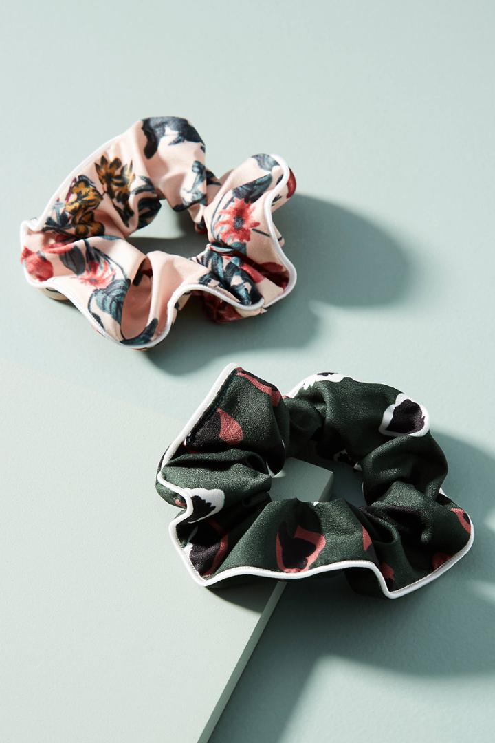 Anthropologie Piped Floral Pony Holder Set