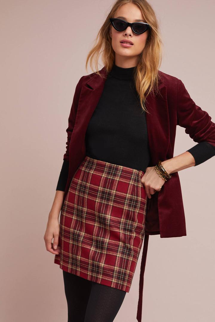 Ottod'ame Festive Plaid Mini Skirt