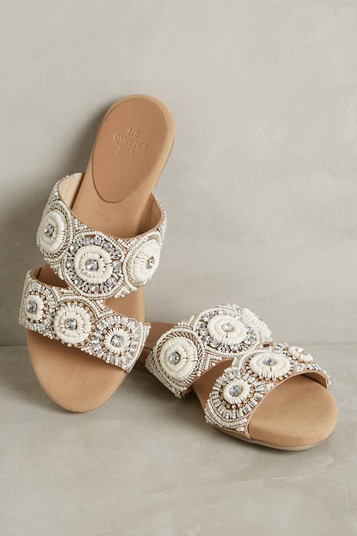 Ne Quittez Pas Leta Beaded Slide Sandals