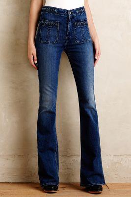 7 For All Mankind Braided High-rise Flare Jeans Vivid Indigo