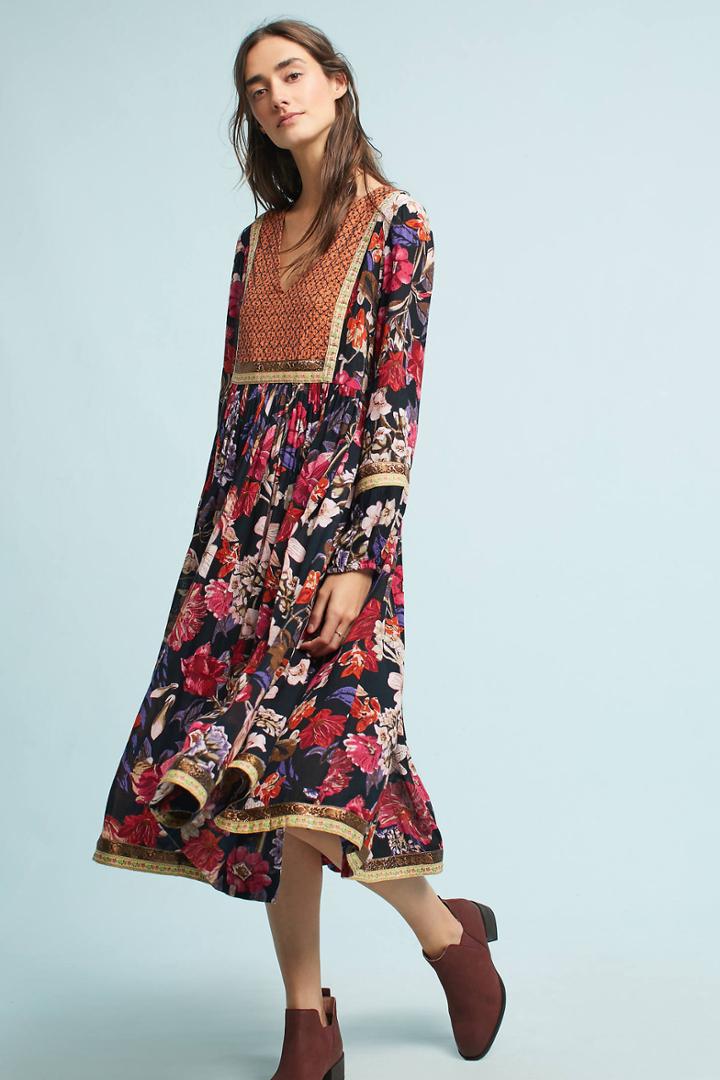 Rd & Koko Trimmed Peasant Dress