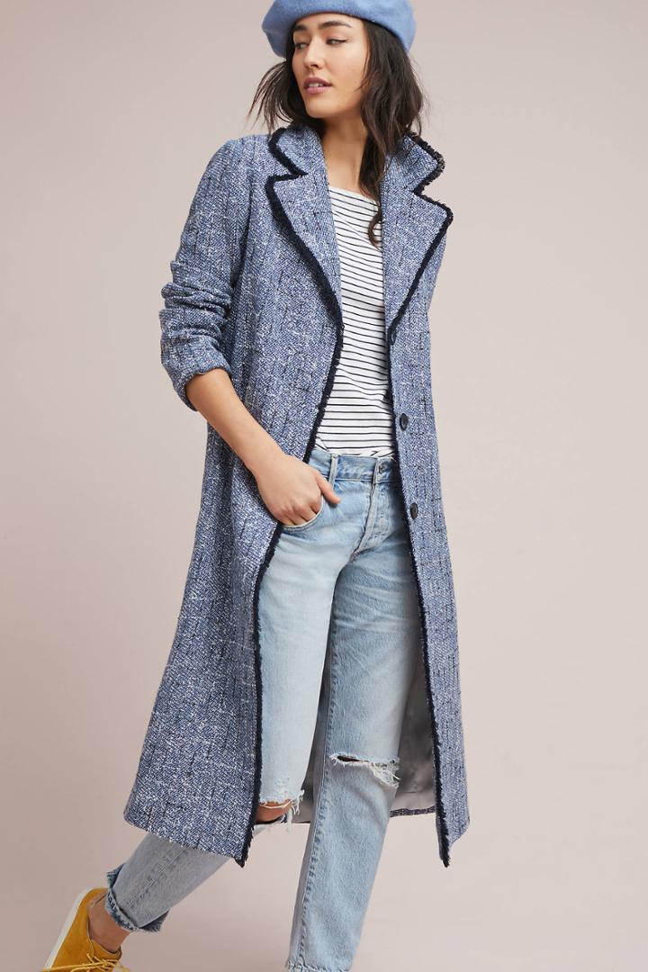 Helene Berman London Tweed Fringed Coat