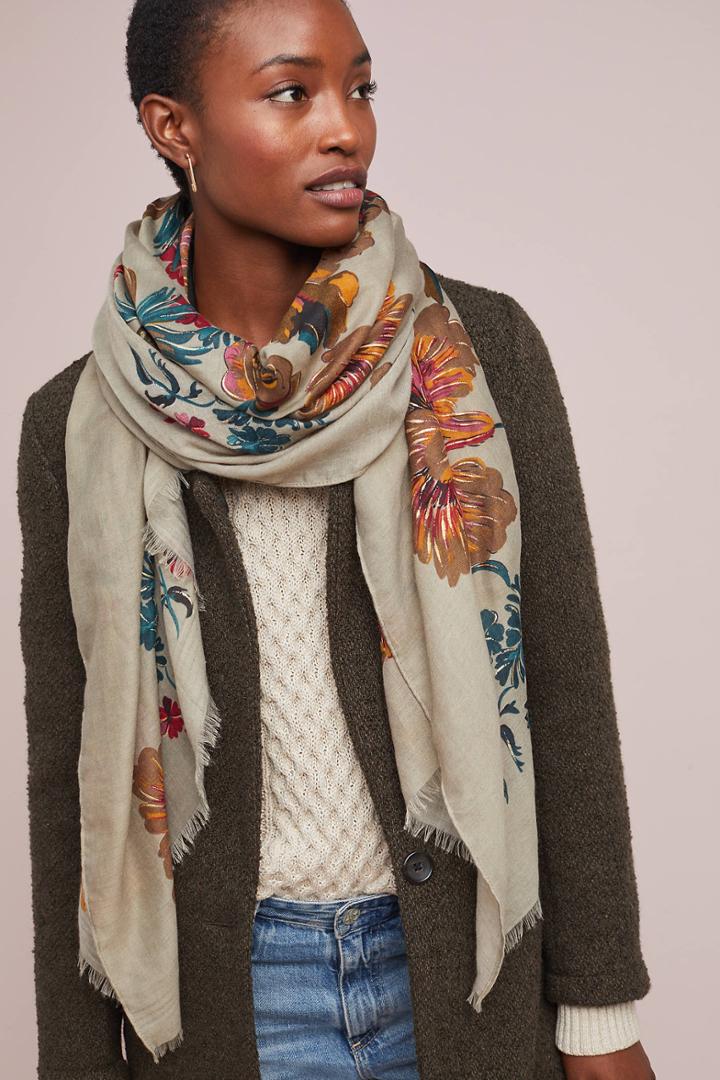 Anthropologie Harvest Blooms Scarf