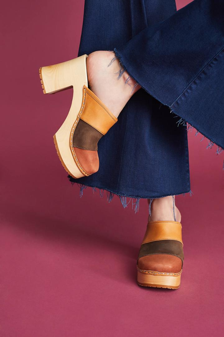 Swedish Hasbeens Colorblock Platform Clogs