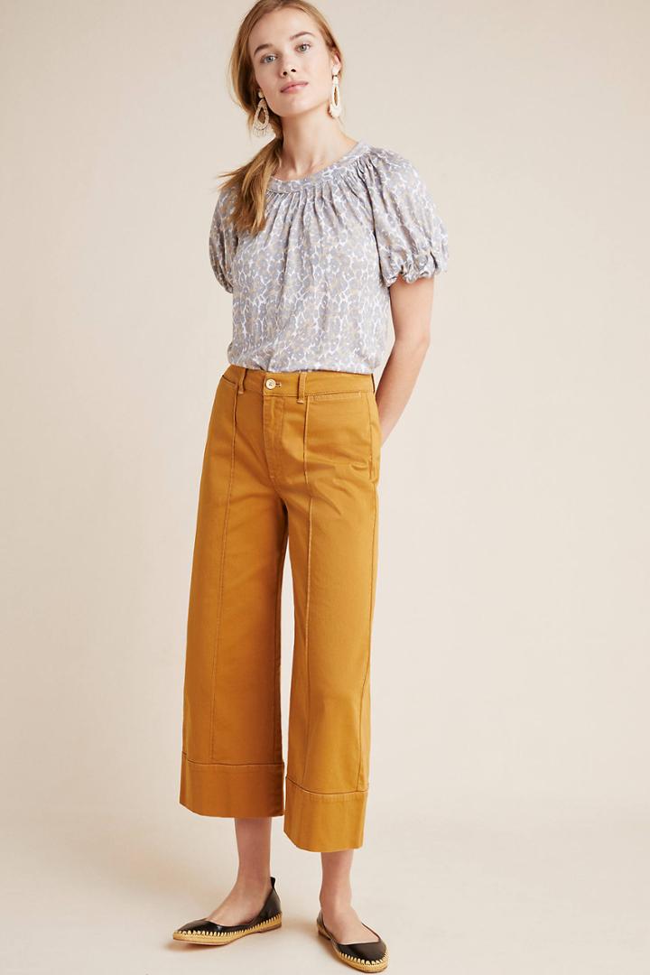 Maeve Linen Puff-sleeved Top