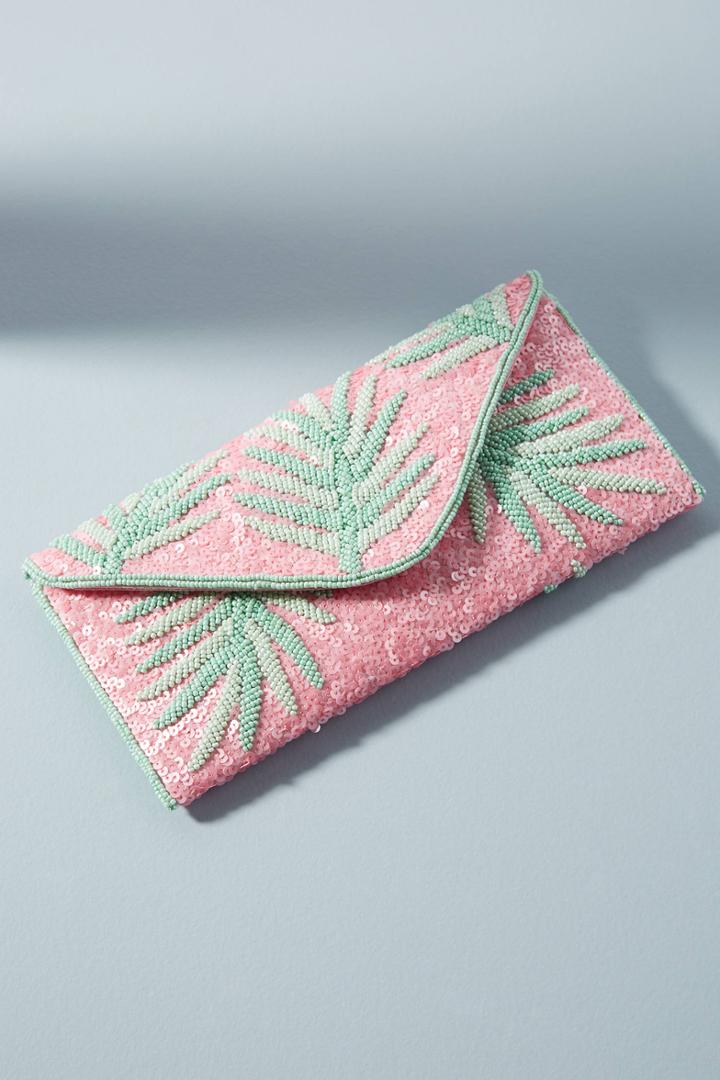 From St. Xavier Beaded Palm Envelope Clutch