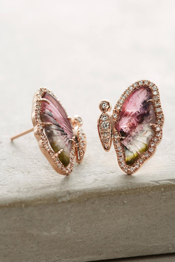 Anthropologie One-of-a-kind Butterfly Tourmaline Earrings