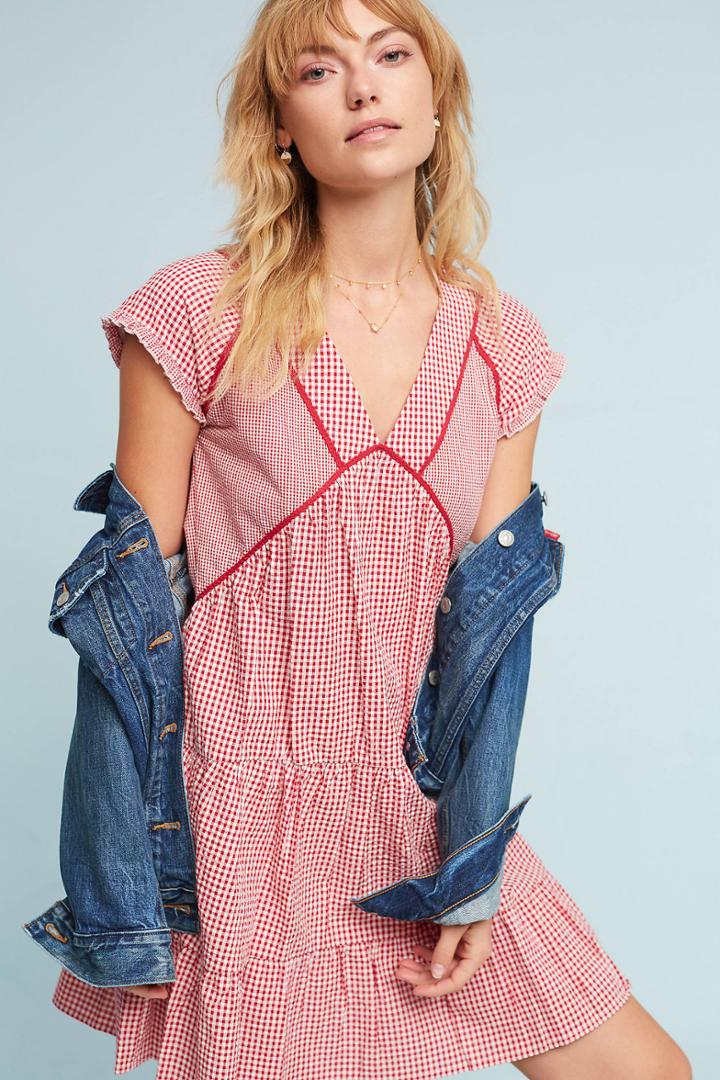 Intropia Patched Gingham Swing Dress