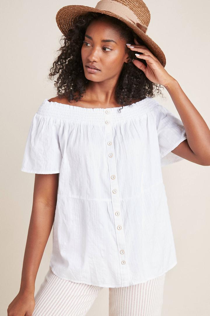 Anthropologie Lucille Off-the-shoulder Blouse
