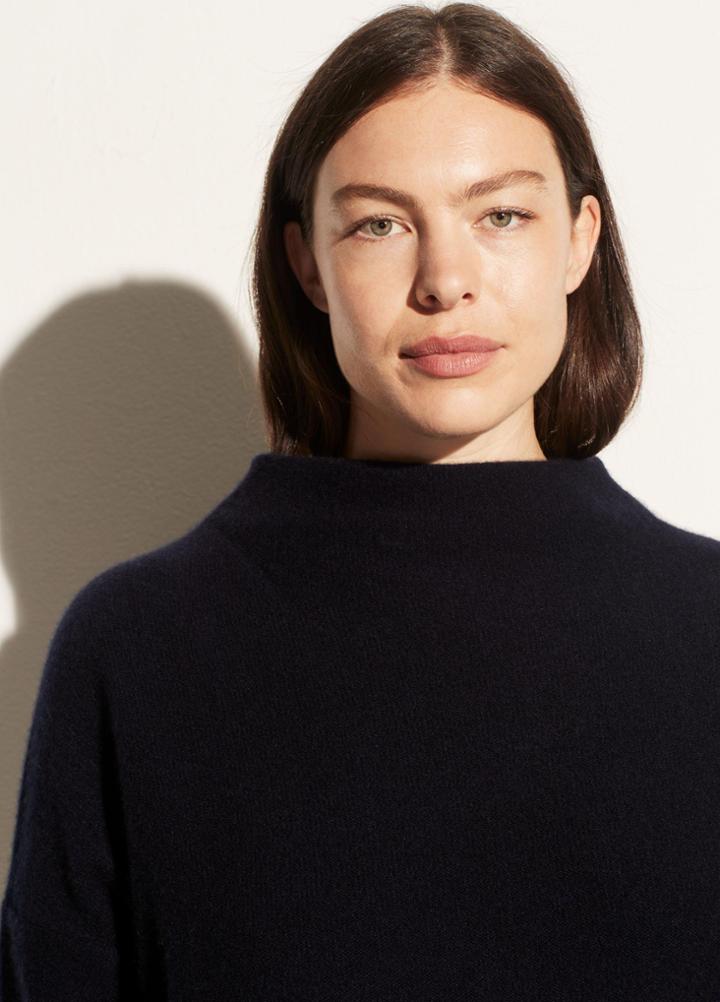 Vince Boiled Cashmere Funnel Neck Pullover