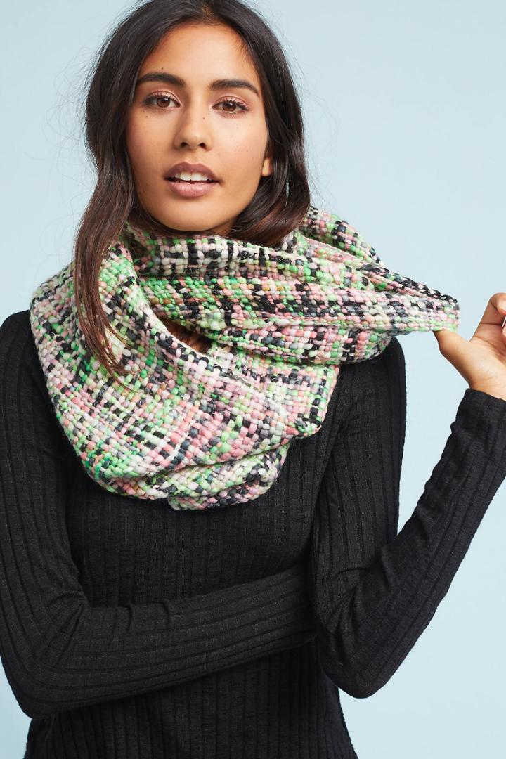 Anthropologie Plaid Shimmer Infinity Scarf