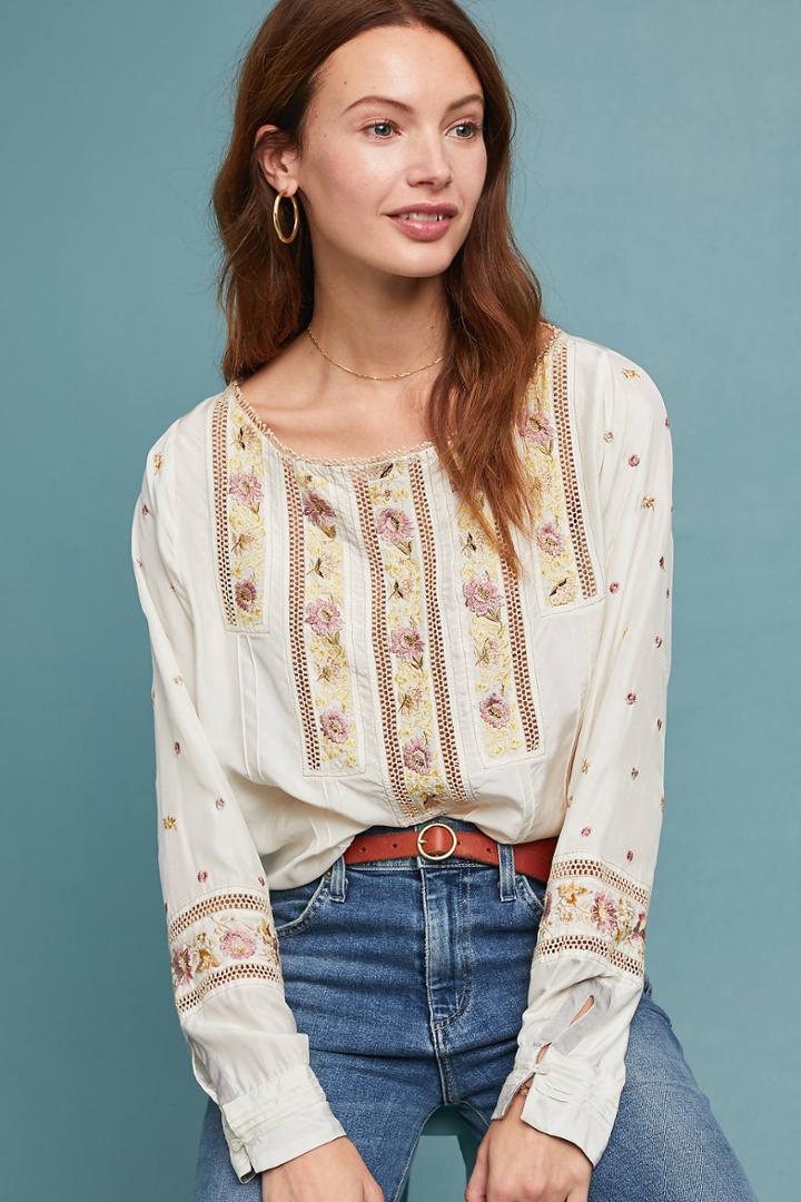 Burning Torch Esme Silk Peasant Top