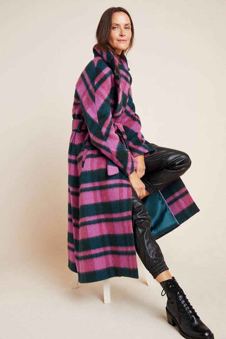 Beatrice B Chrysanthemum Plaid Coat