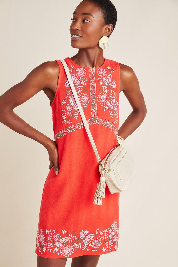 Anthropologie Aiko Embroidered Shift Dress