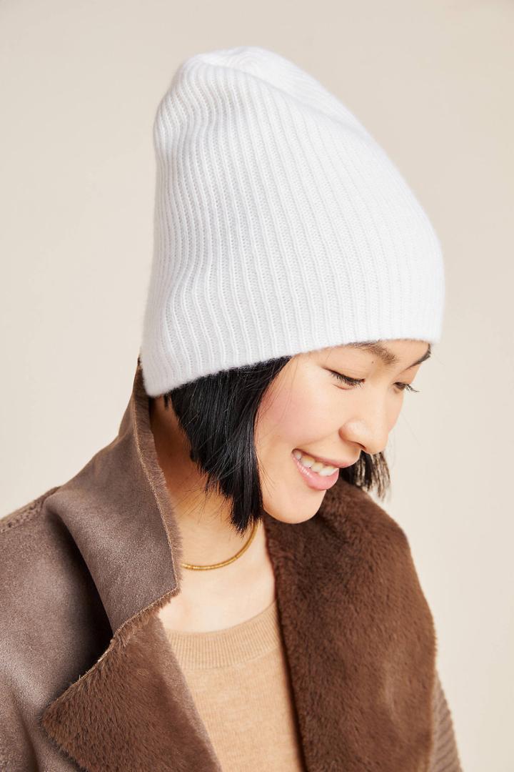White + Warren Charlotte Ribbed Cashmere Beanie