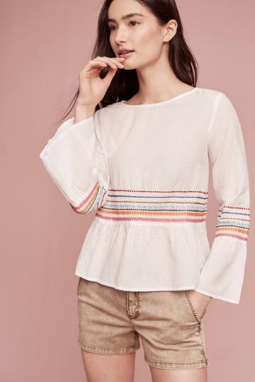 Eze Sur Mer Embroidered Stripes Blouse