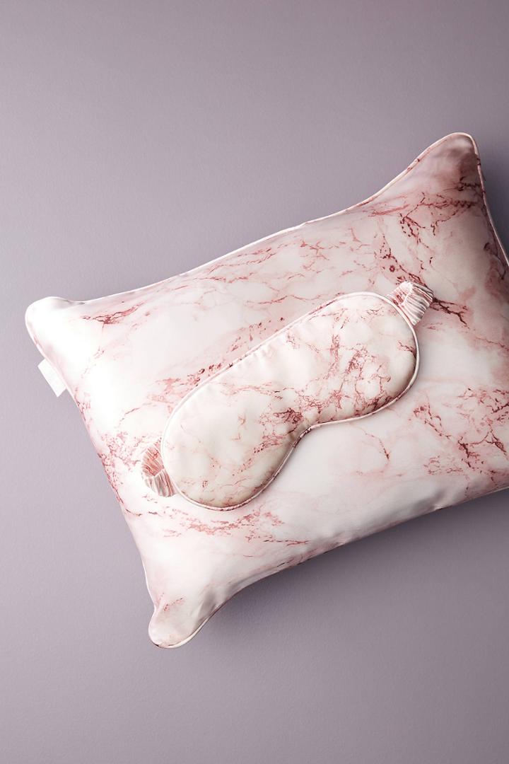 Slip Pink Marble Silk Beauty Sleep Travel Set