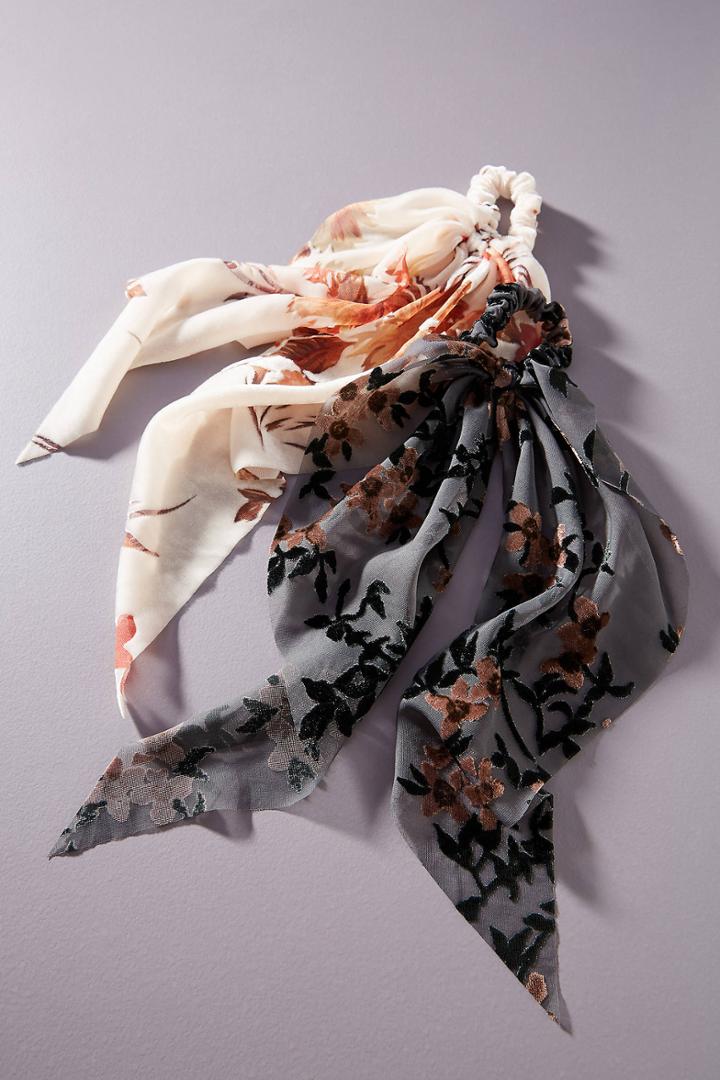 Anthropologie Laura Burnout Velvet Hair Scarf Set