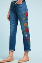 7 For All Mankind Embroidered Mid-rise Straight Boyfriend Jeans