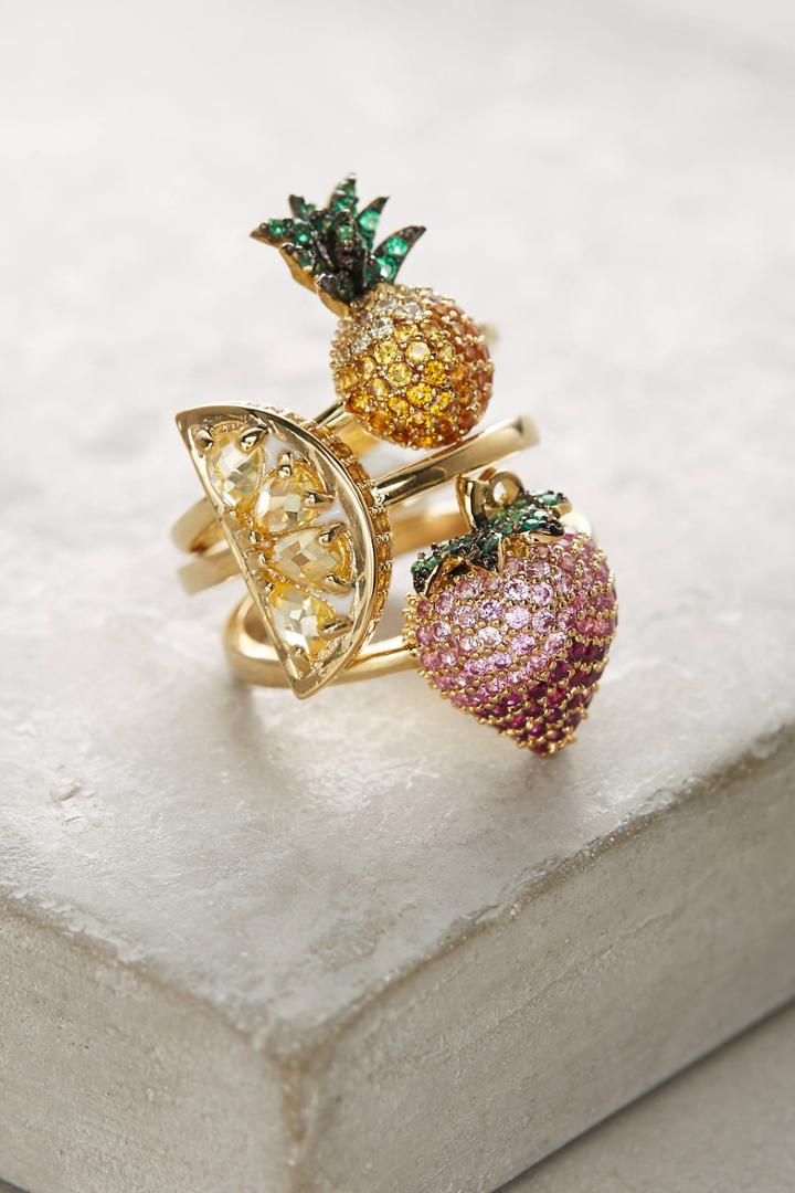 Noir Tropical Fruits Ring Set