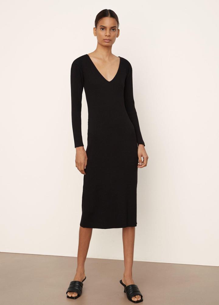 Vince Long Sleeve V-neck Dress