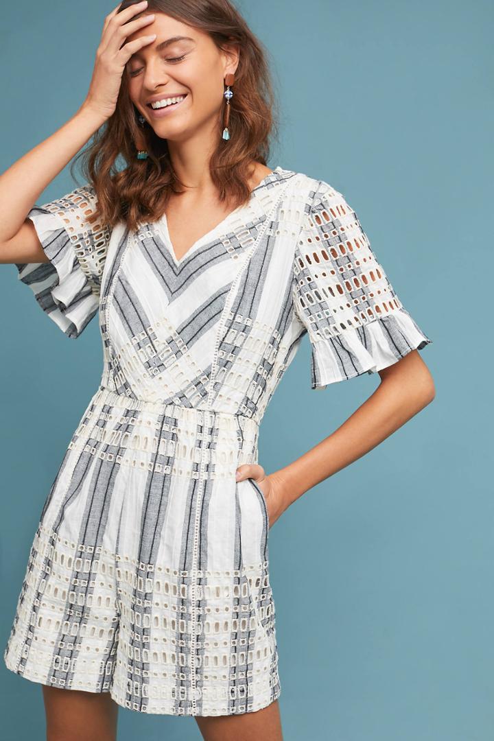 Ett:twa Striped Eyelet Romper