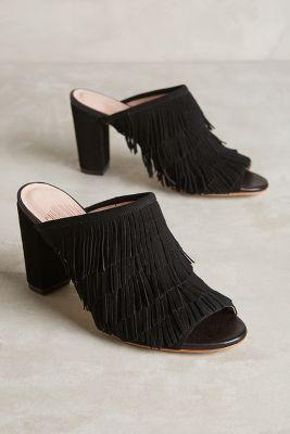 Charlotte Stone Morely Fringe Mules Black