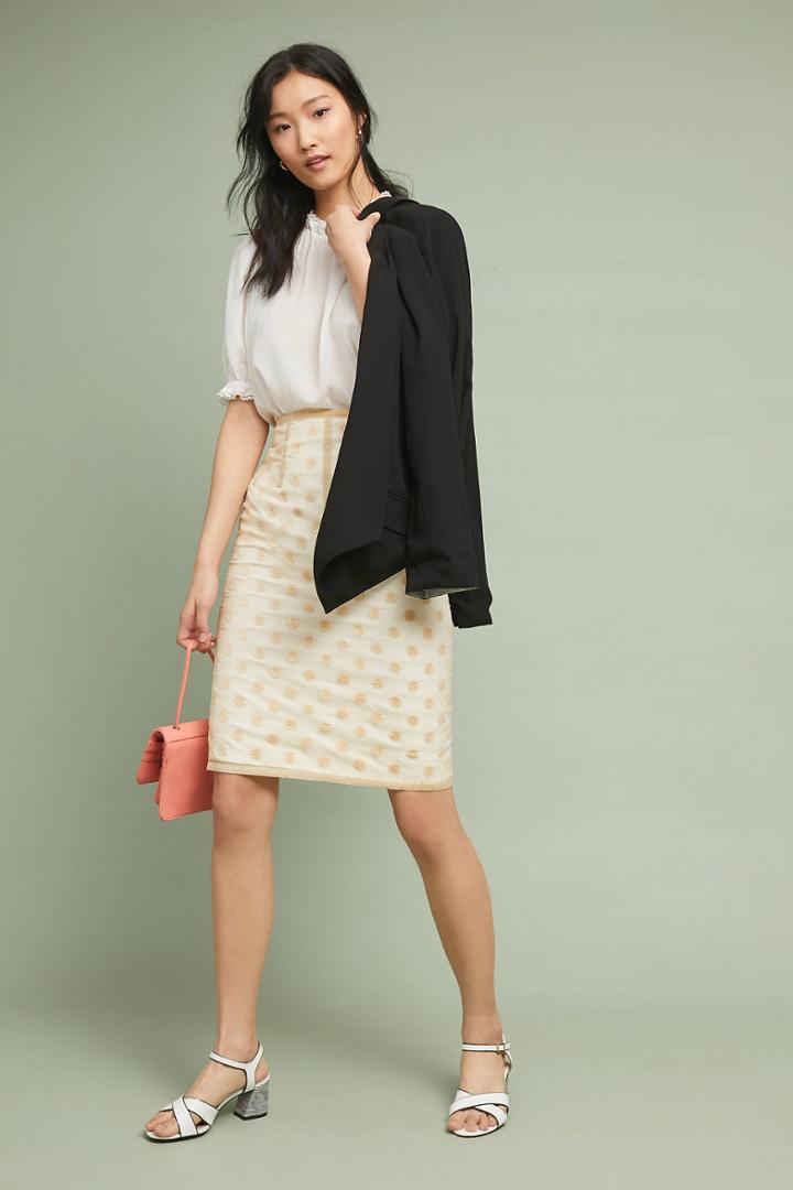Bronx And Banco Tulle Polka Dot Pencil Skirt