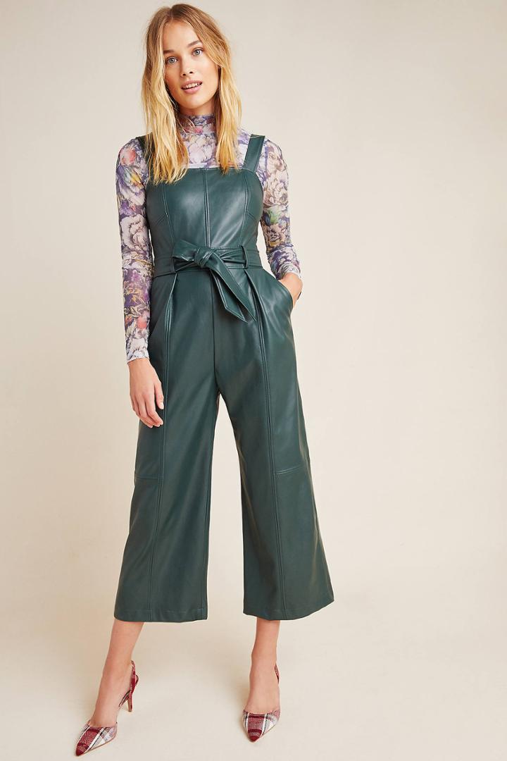Anthropologie Samira Faux Leather Jumpsuit