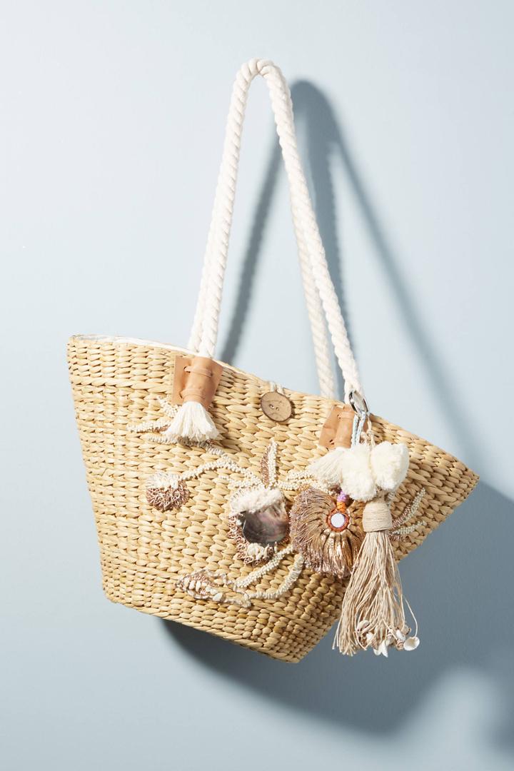 Vineet Bahl Frostum Embellished Straw Tote Bag