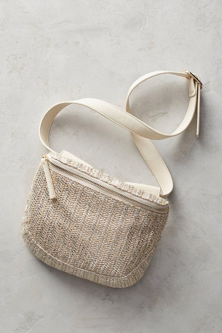 Anthropologie Glinted Raffia Waist Pack