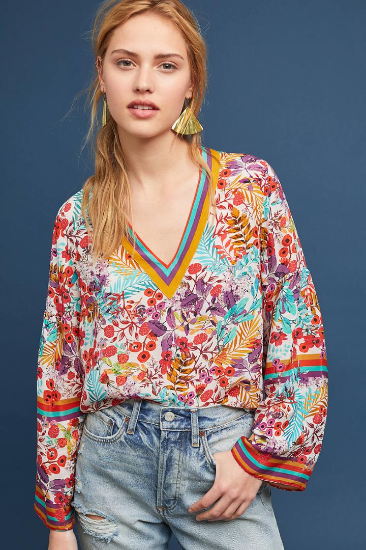 Anthropologie Sporty Floral Blouse