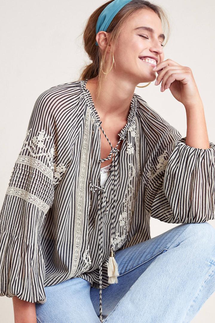 Love Sam Mel Embroidered Peasant Top