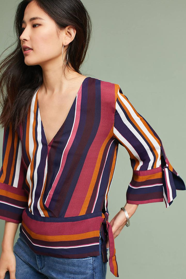 Bl-nk Striped Wrap Top