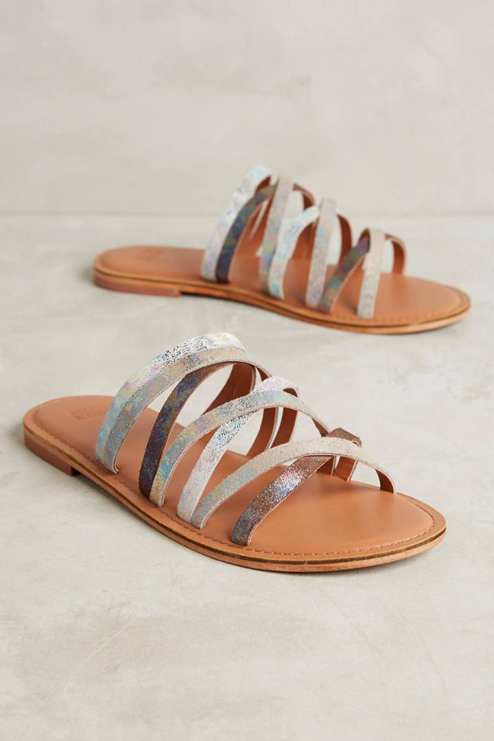 Tangerine Oil Slick Slide Sandals