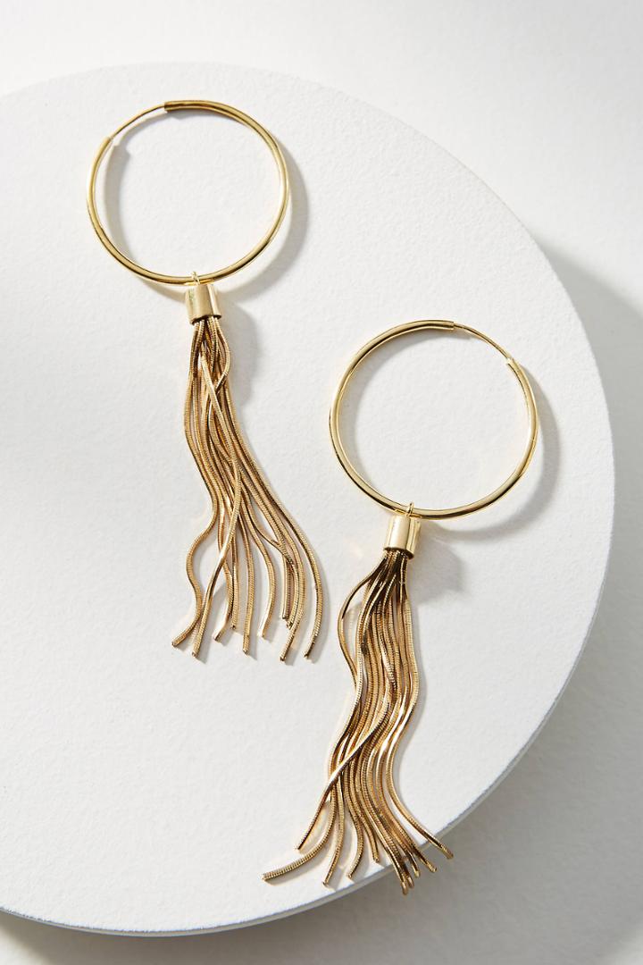 Lena Bernard Golden Tassel Hoop Earrings