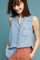 Maeve Barton Sleeveless Chambray Buttondown