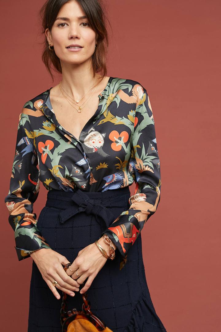 Vilagallo Erica Silk Wrap Top