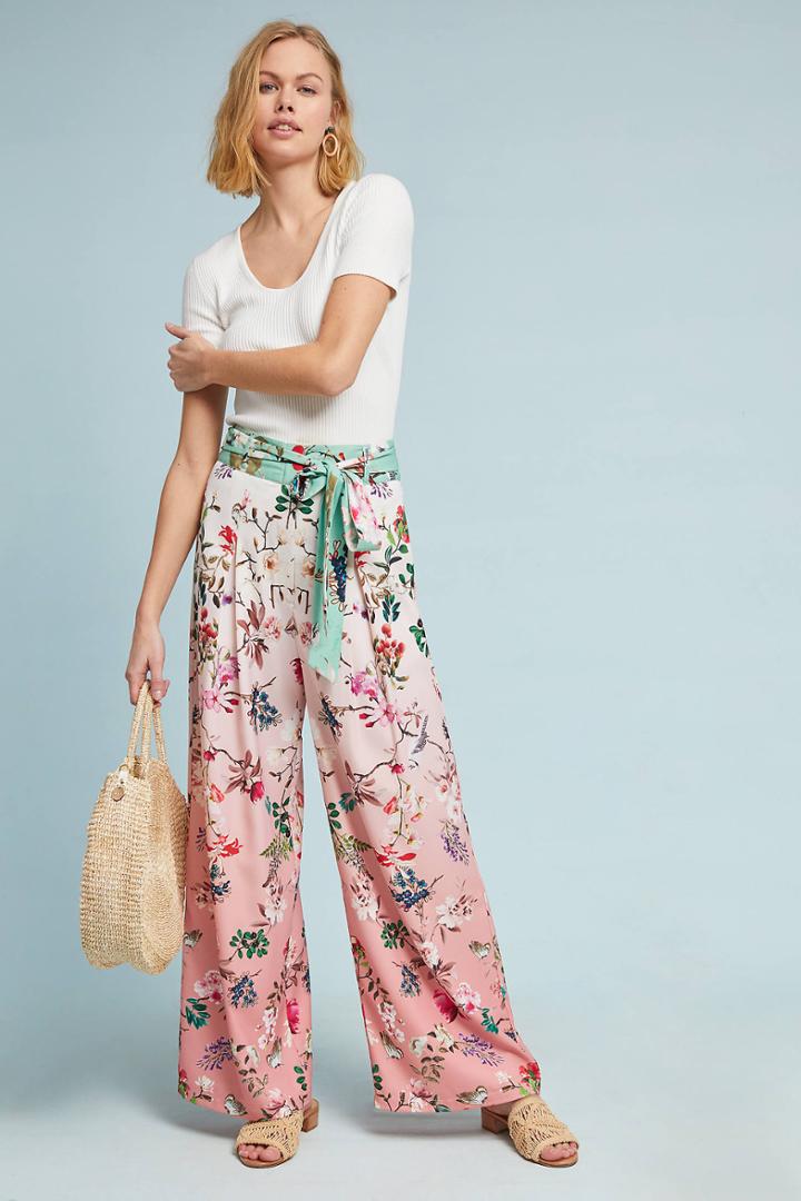 Hemant & Nandita Ombre Floral Wide-leg Pants