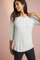 Anthropologie Striped Henley Layering Tee
