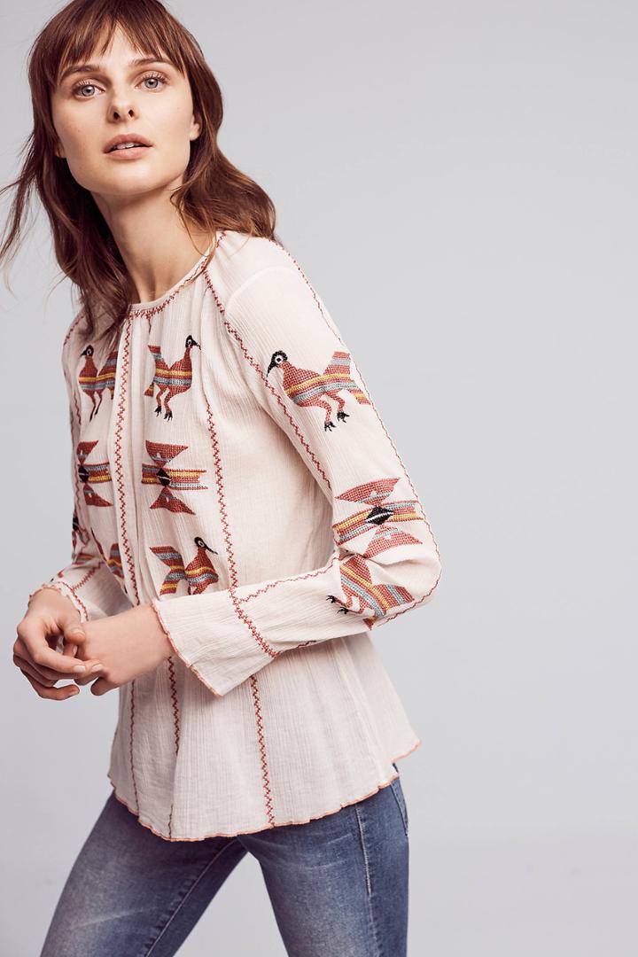 Hoss Intropia Embroidered Peplum Blouse